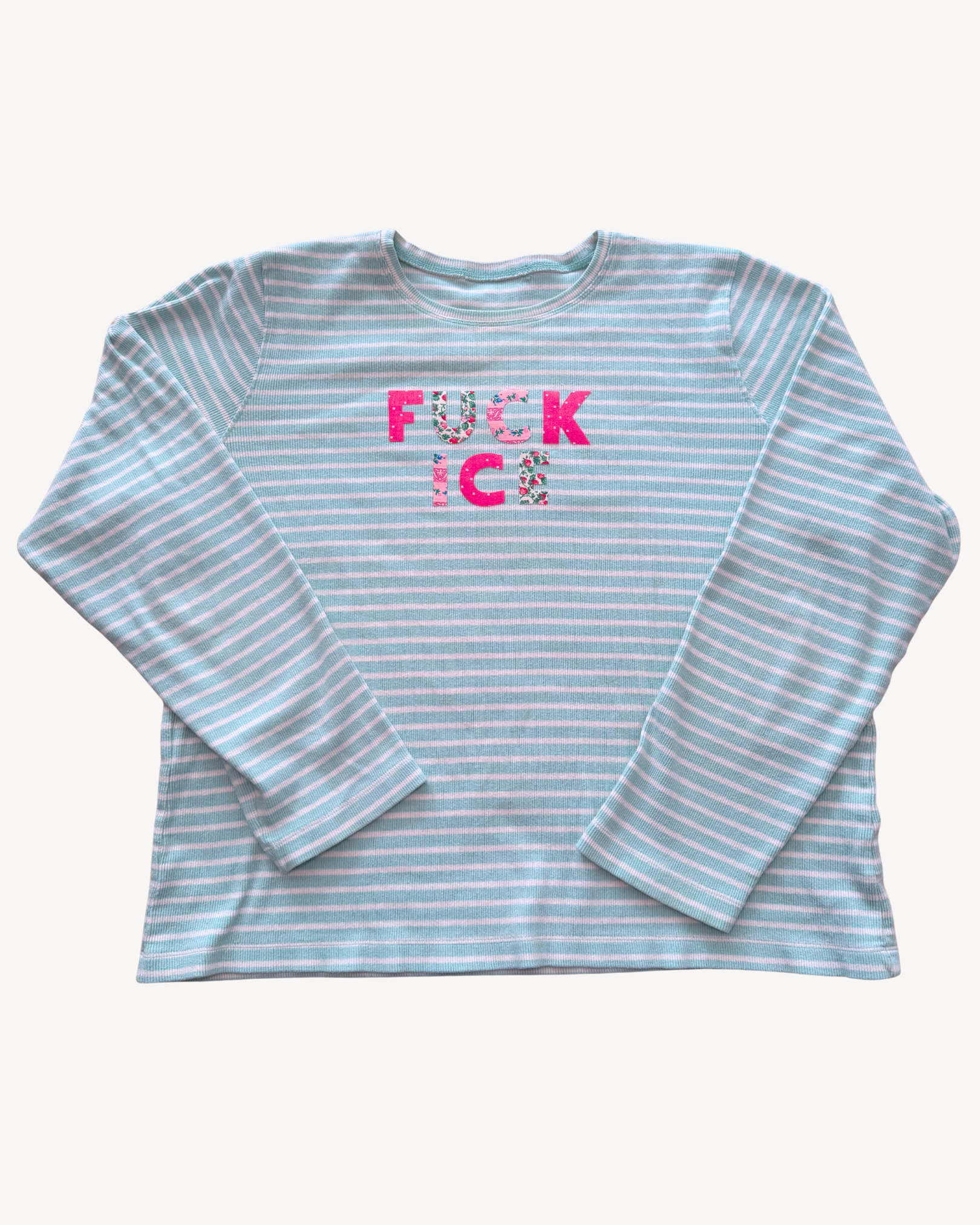 F*CK ICE Teal Striped Long Sleeve